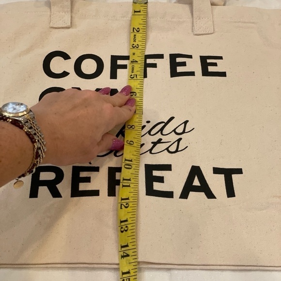 💐5/25 coffee Gym “take kids to sports” reusable shopping bag large tote new - Picture 6 of 11